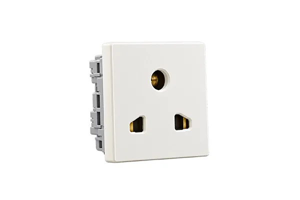 Modern Ivory Electrical Socket Close-Up